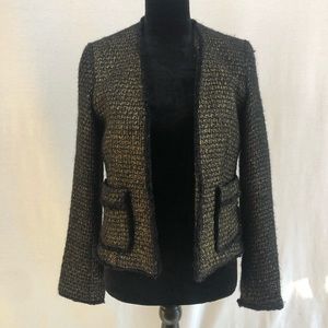 Michael Kors Black & Gold Wool Tweed Blazer